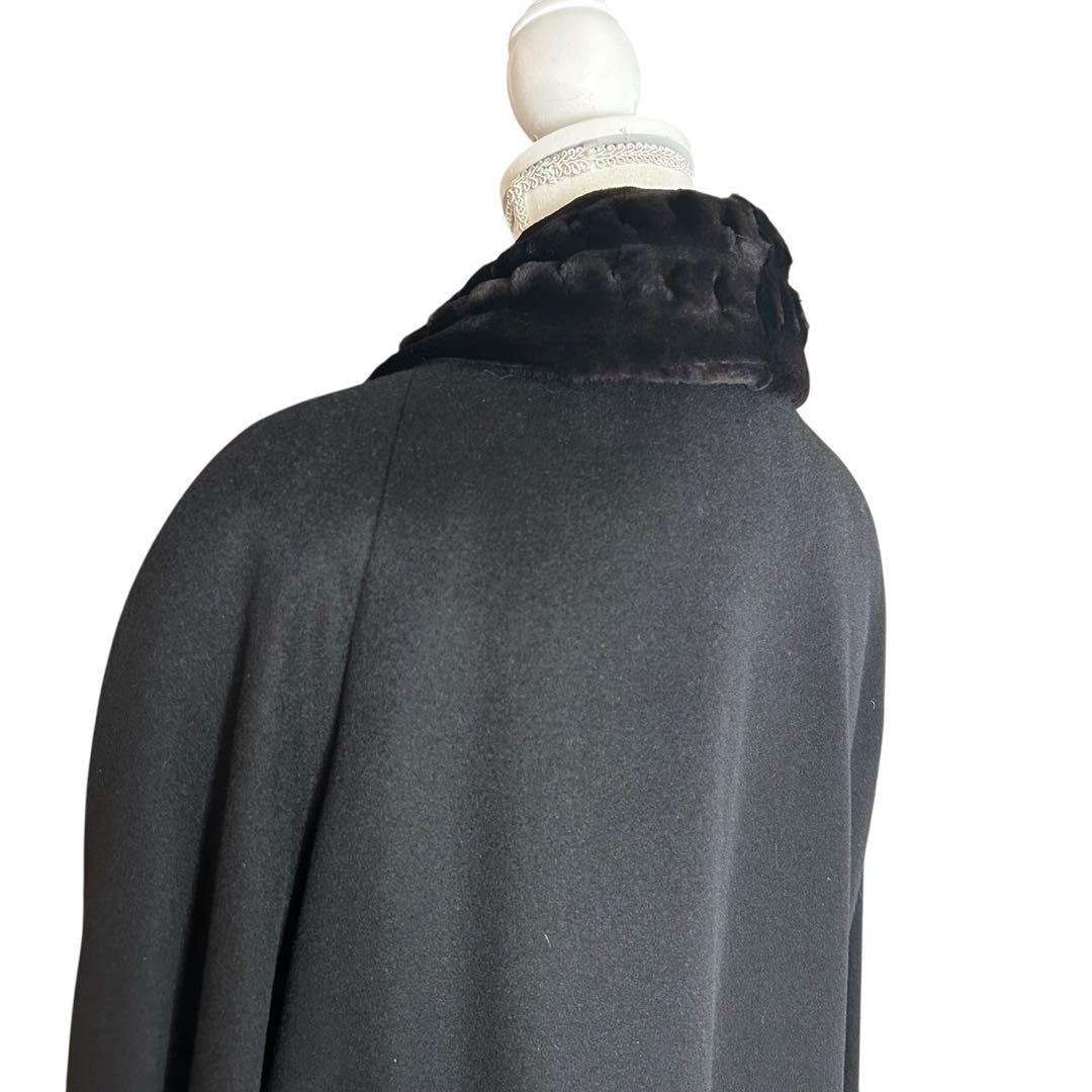 美品バルマン　大きいサイズ15号　滑らか　上質カシミヤロングコート