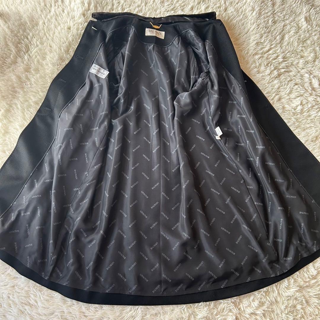 美品バルマン　大きいサイズ15号　滑らか　上質カシミヤロングコート