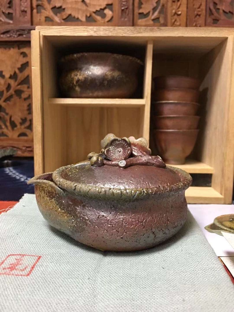 備前焼 入江光人司 煎茶器セット　梅花摘