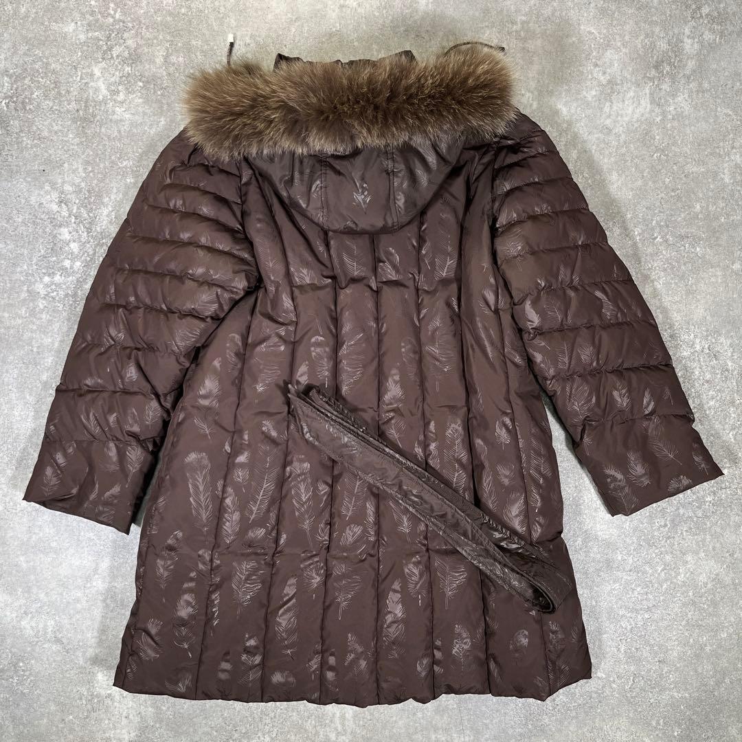 BALMAIN ダウンコート　ブラウン　フェザー L　フォックスファー　3way