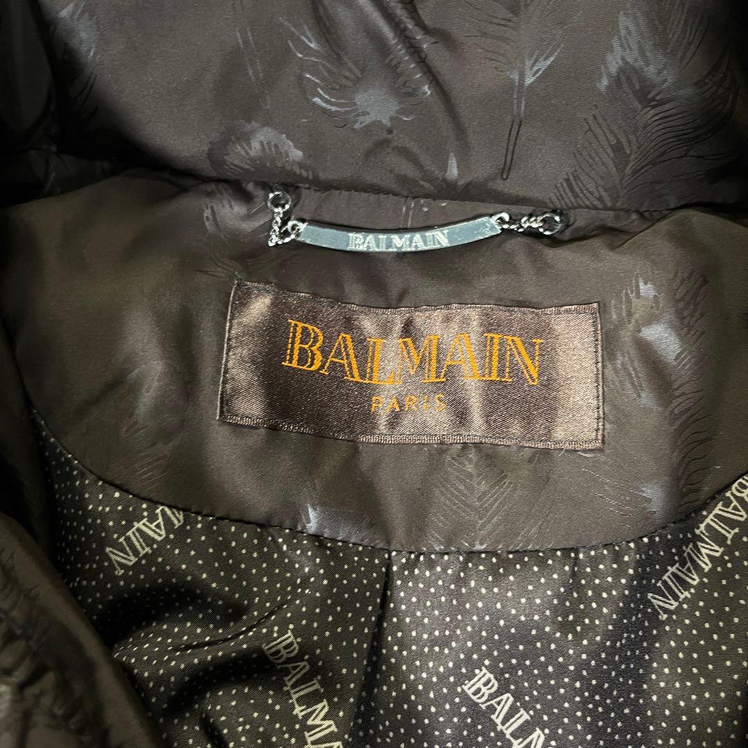 BALMAIN ダウンコート　ブラウン　フェザー L　フォックスファー　3way