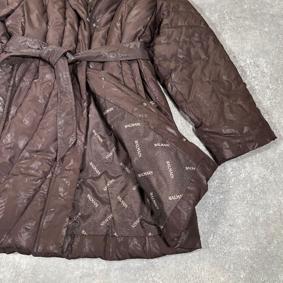 BALMAIN ダウンコート　ブラウン　フェザー L　フォックスファー　3way