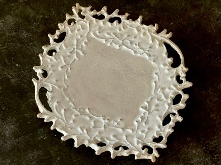 A ひし形 銀彩 イッチン 入手困難 陶芸家 伊藤剛俊 陶器 アートプレート13