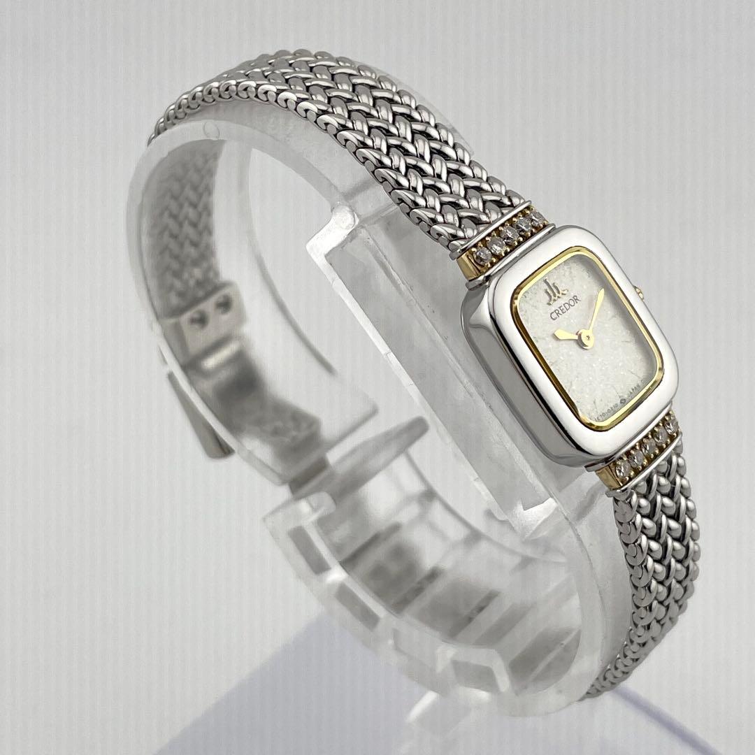 【稼働/新品電池/18KT/10Pダイヤ】セイコー　クレドール　腕時計　純正
