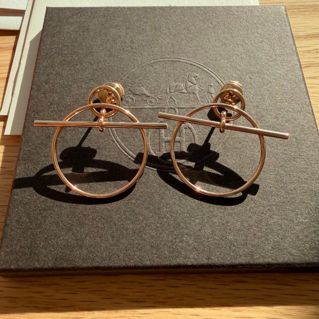 HERMES ピアス ループ PM エシャペ ローズゴールド　ピンクゴールド
