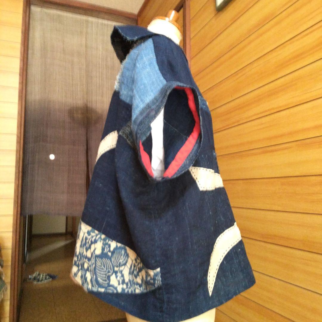 麻、半袖、衿つきジャケット