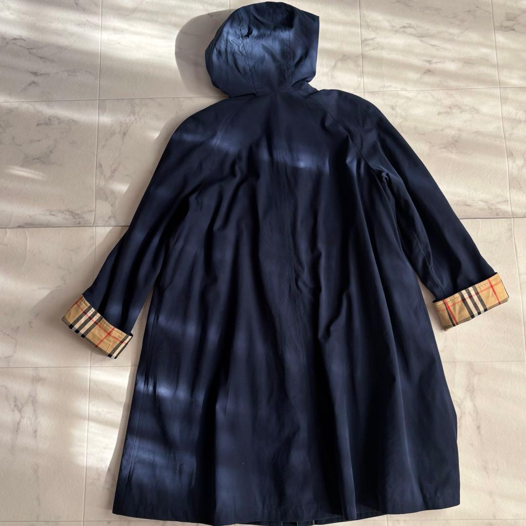 希少♪Burberry バーバリー ヴィンテージ フーデットコート ネイビー