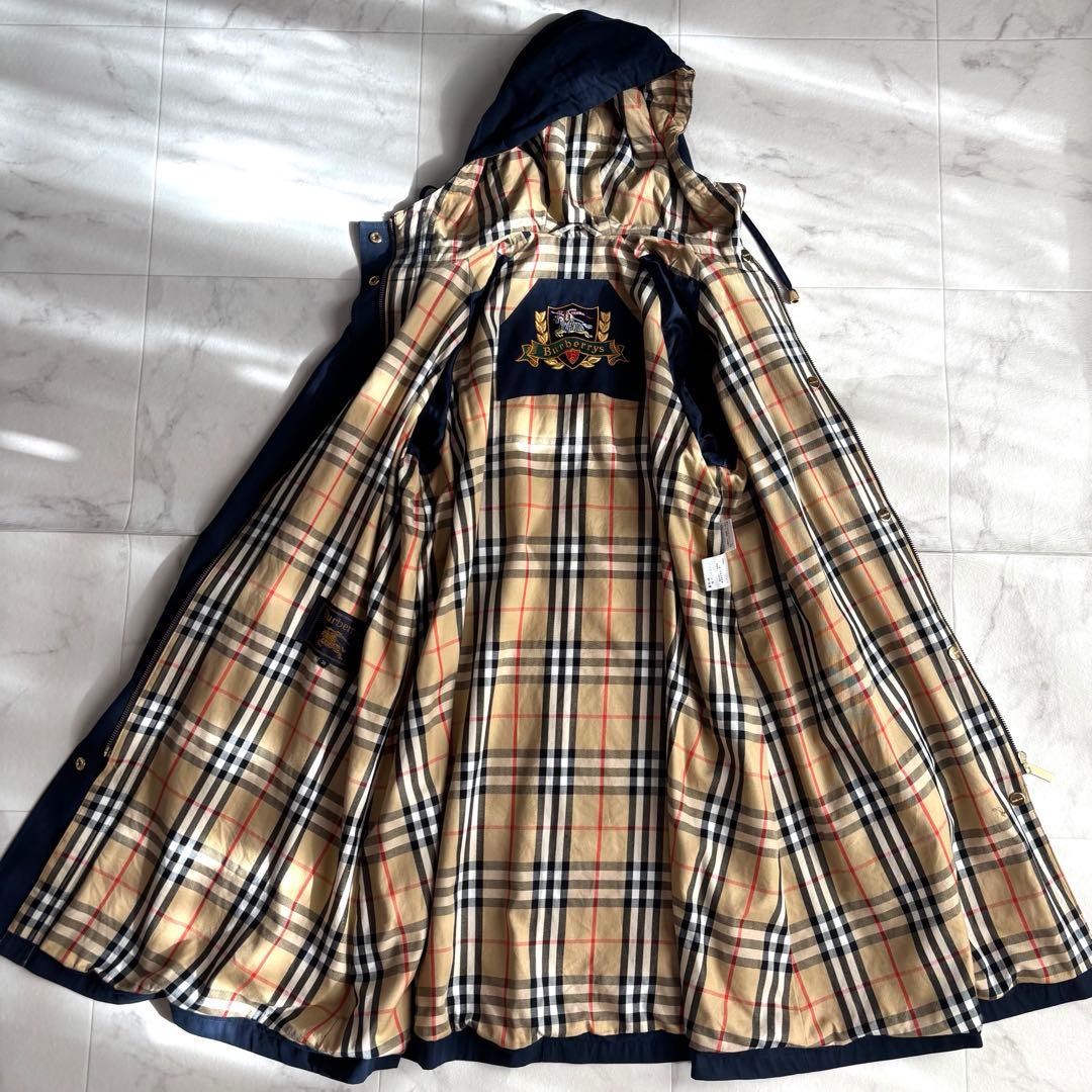 希少♪Burberry バーバリー ヴィンテージ フーデットコート ネイビー