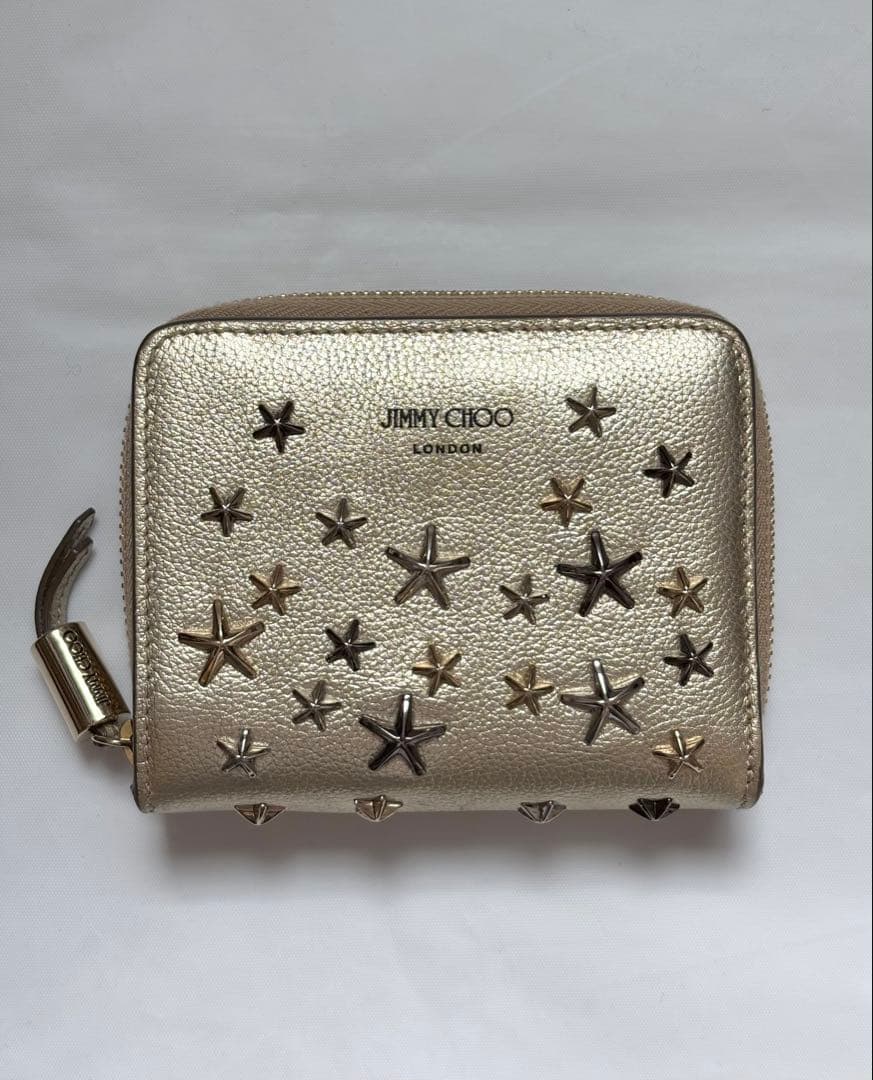 Jimmy Choo ジミーチュウ 金色 財布 2つ折り財布 ゴールド