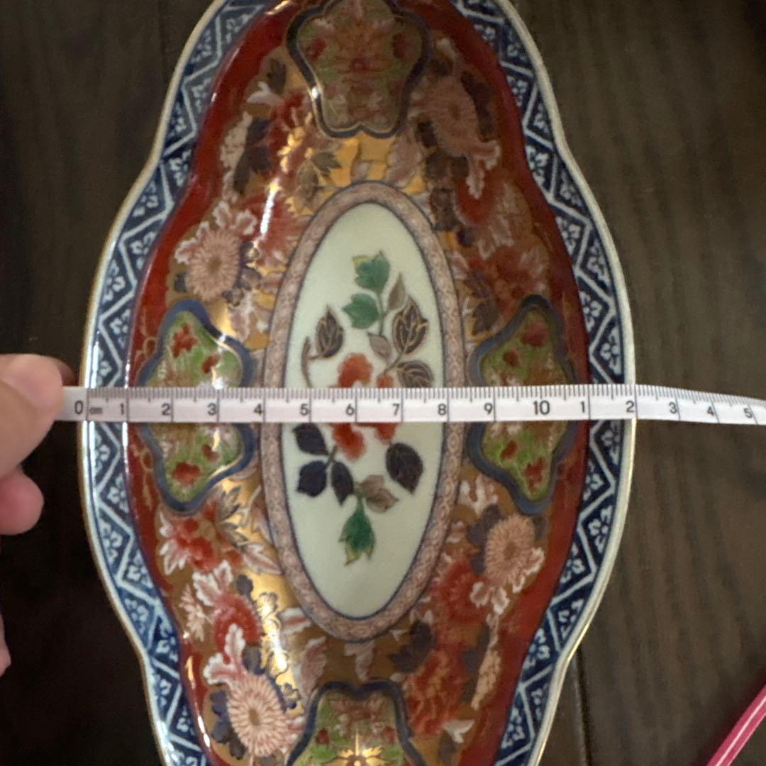 高級　有田焼　其泉窯　極錦金彩古伊万里様式　日肥其泉 昭和年製　舟形皿