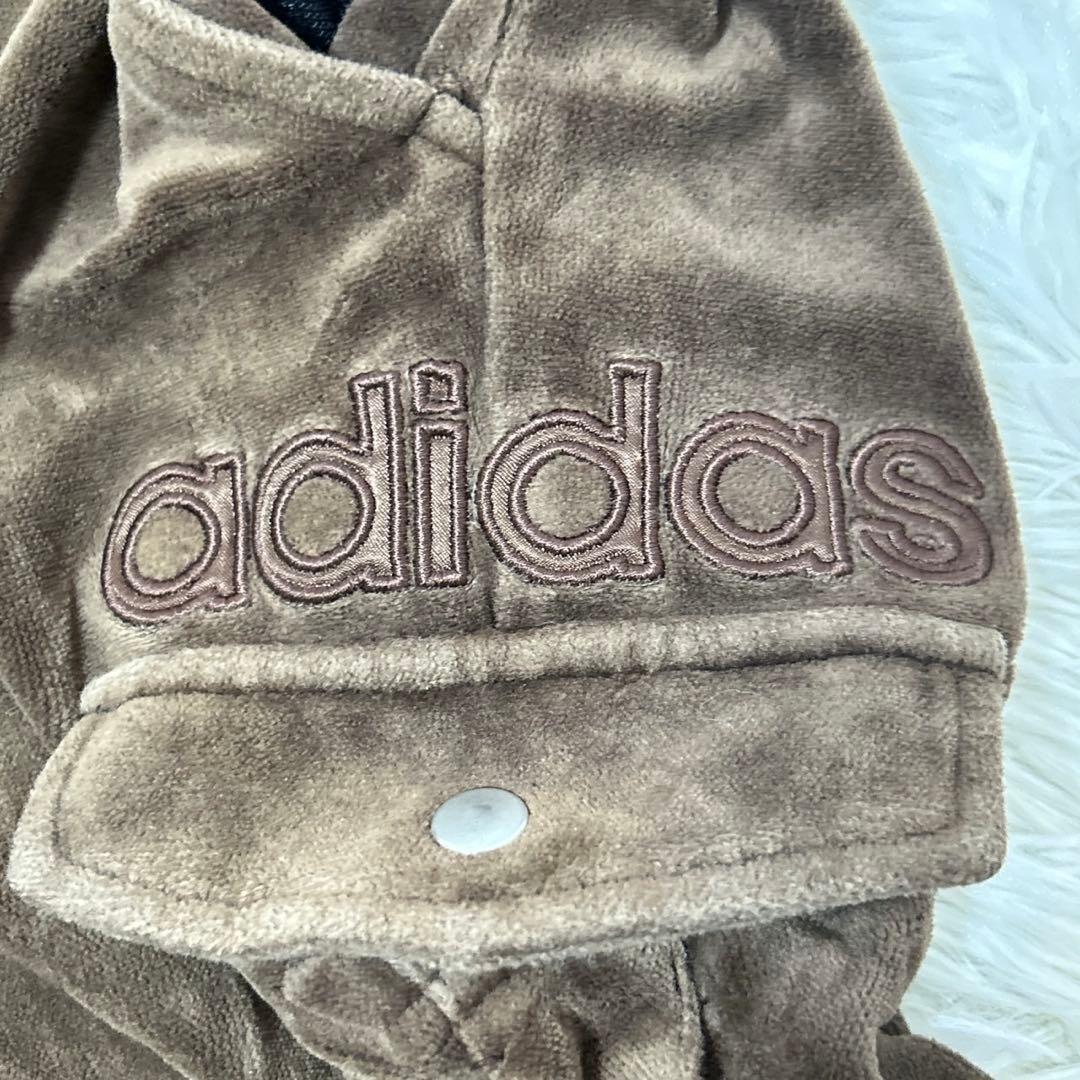 【T80】adidas ジャージ　ベロア　ブラウン セットアップ