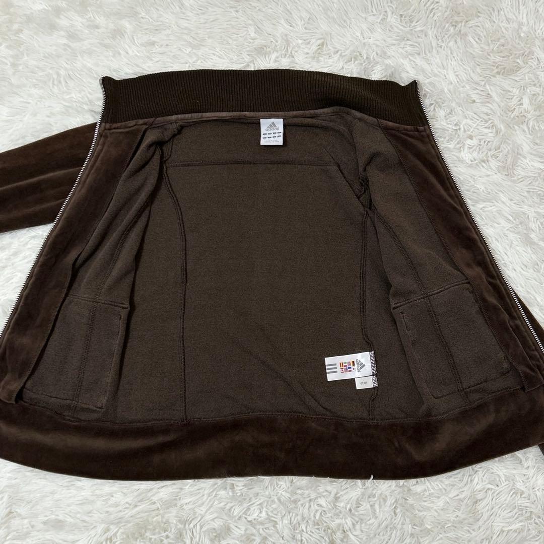 【T80】adidas ジャージ　ベロア　ブラウン セットアップ