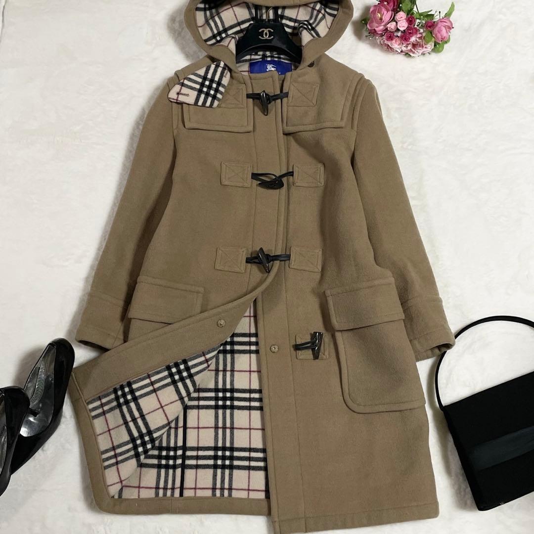 極美品● バーバリーブルーレーベル ダッフルコート ノバチェック ベージュ 38