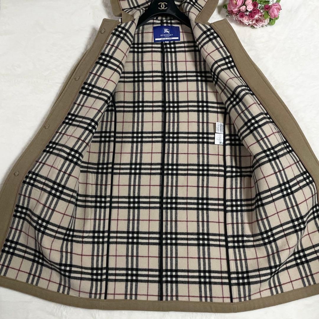 極美品● バーバリーブルーレーベル ダッフルコート ノバチェック ベージュ 38