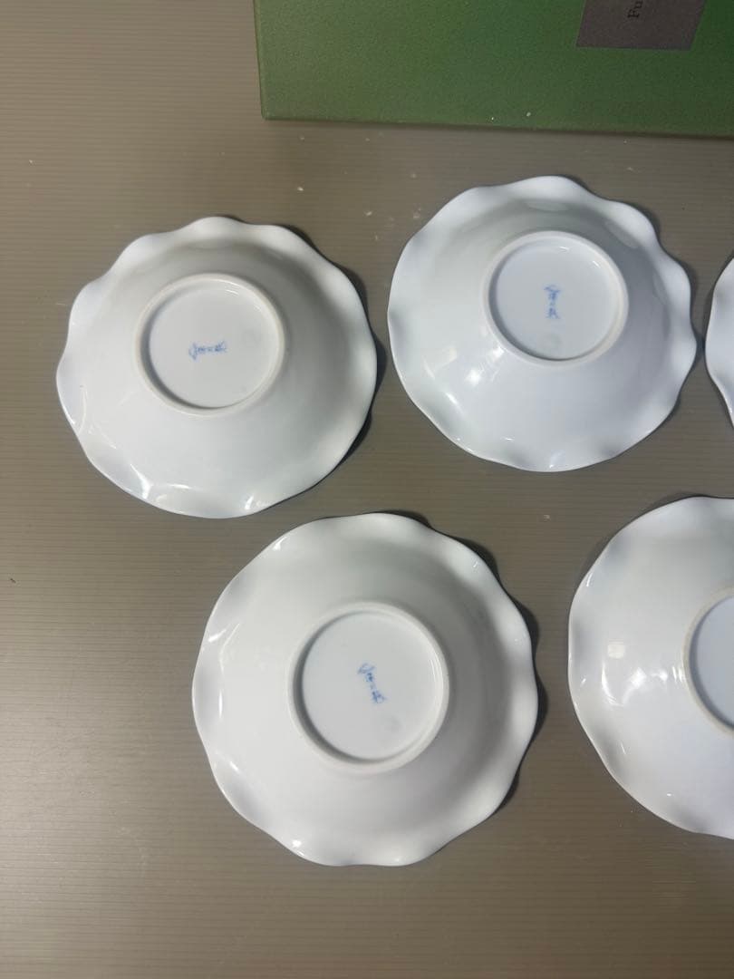 2537 深川製磁　アクアブルー　取り皿揃5枚組　未使用品