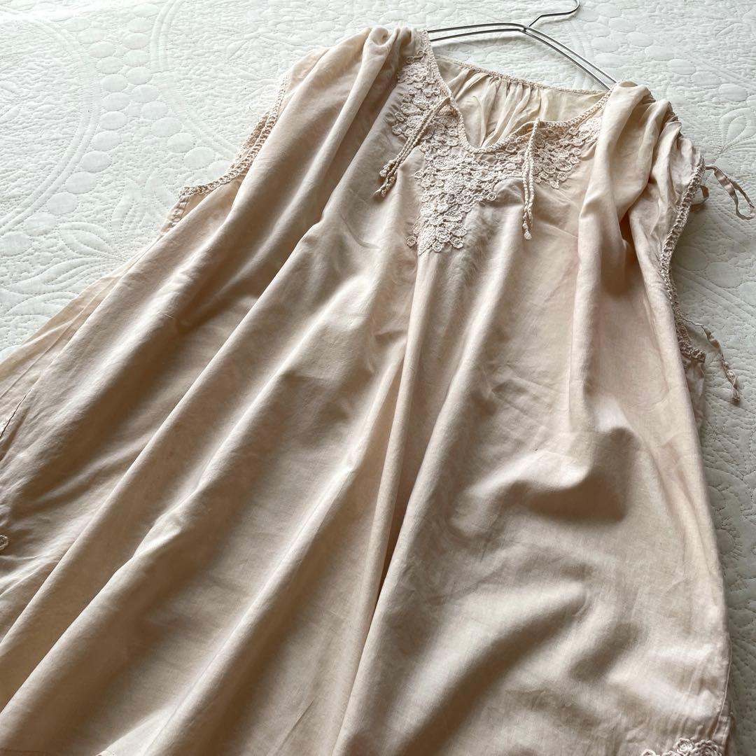 美品　ZUCCA コットン　エンブロイダリー刺繍ロングブラウス　ゆったり