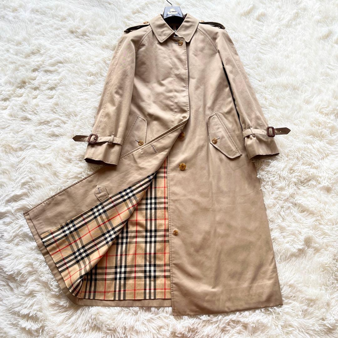 美品　バーバリー　ステンカラーコート　ベージュ　ライナー付き　ノバチェック