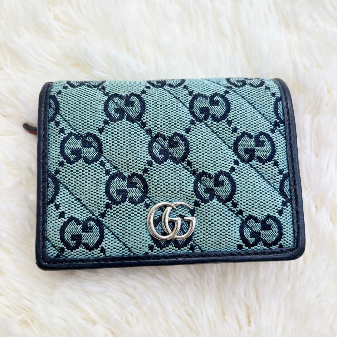 GUCCI 二つ折り財布 GG マーモント キルティング マルチカラー
