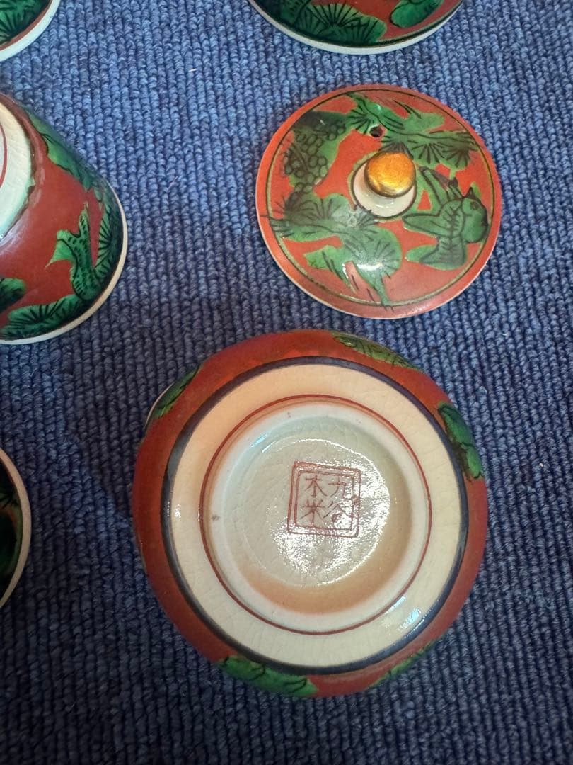 1899 九谷焼 木米 茶器セット　宝瓶1客　湯冷し1客　湯呑5客　未使用