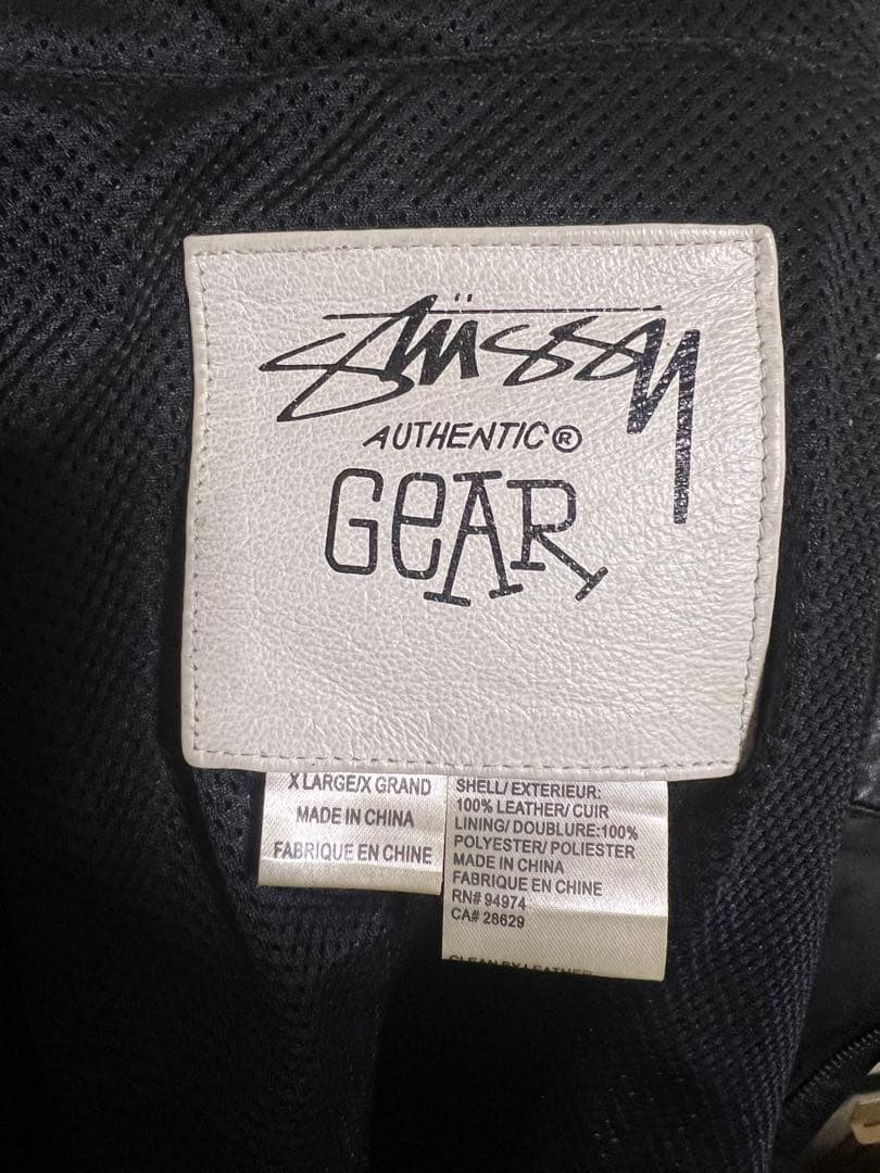 STUSSY フード付きレザージャケット XL