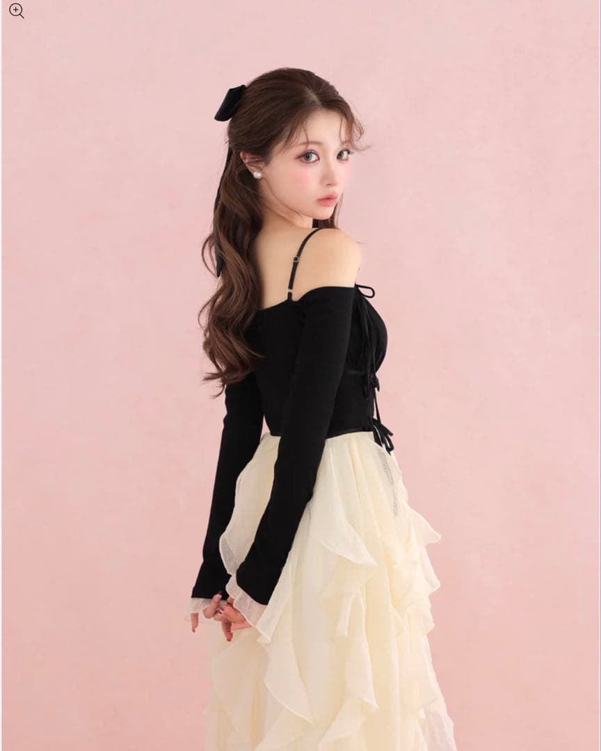 （完売品）m.me.eme ラッフルフリルシフォンドッキングワンピース