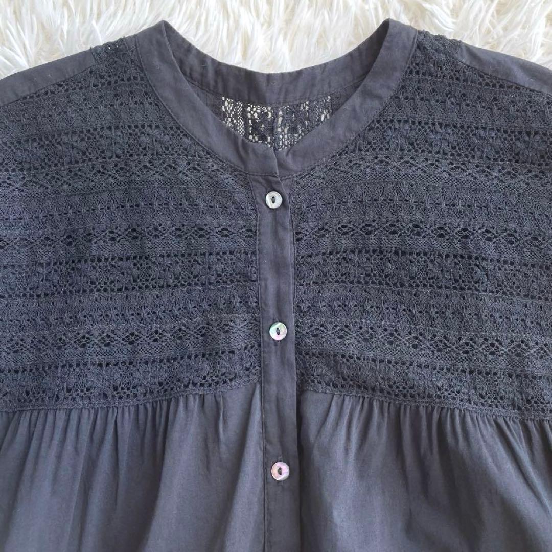 【美品】BEARDSLEY　ビアズリー　リバーレース２WAYブラウス　半袖