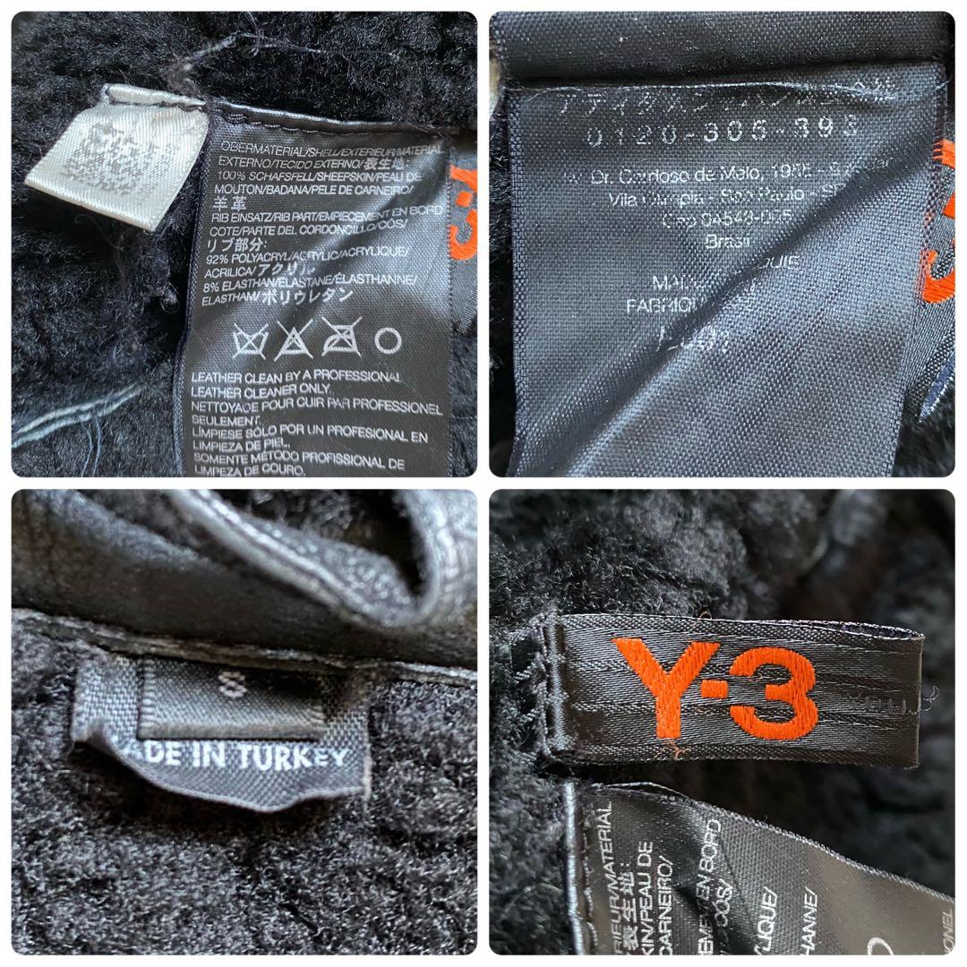 美品■Y-3　ムートンジャケット　ラムレザー　　裏ボア　レザーパーカー　ブラック