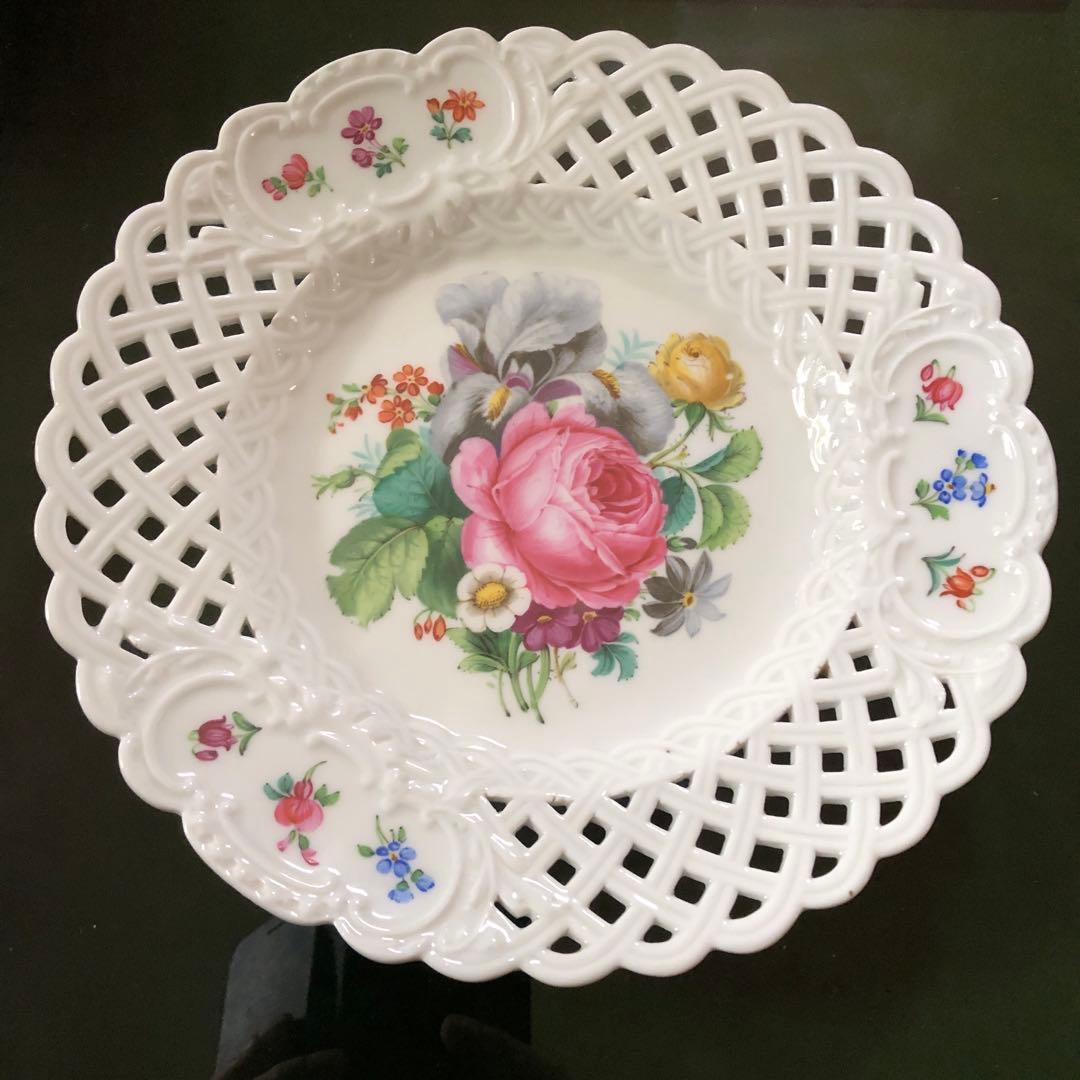 マイセン 絵皿・透かしプレート ・額装飾り皿・アンティーク・インテリア