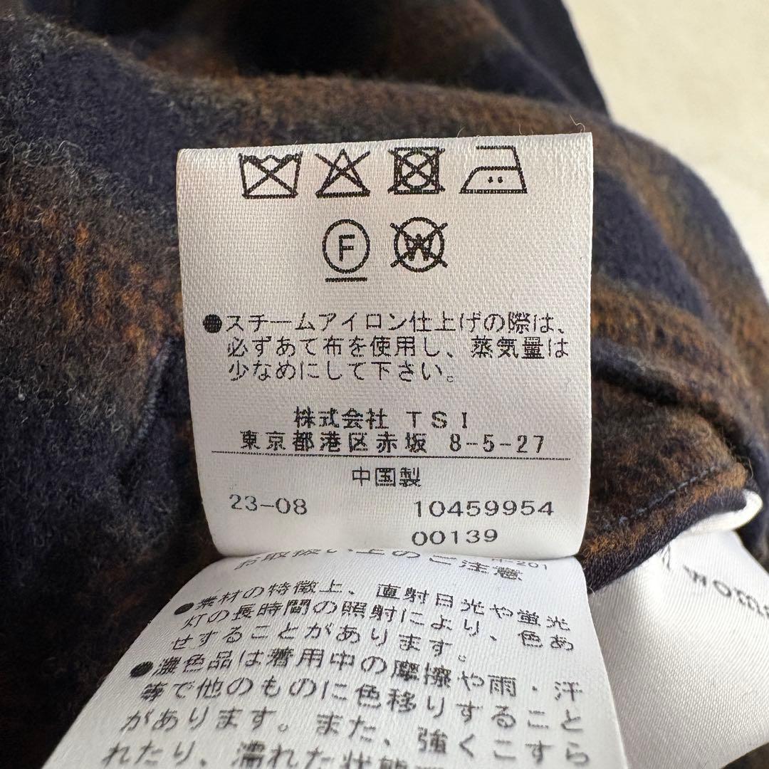 human woman ウールリバー チェスターコート チェック×ネイビー M