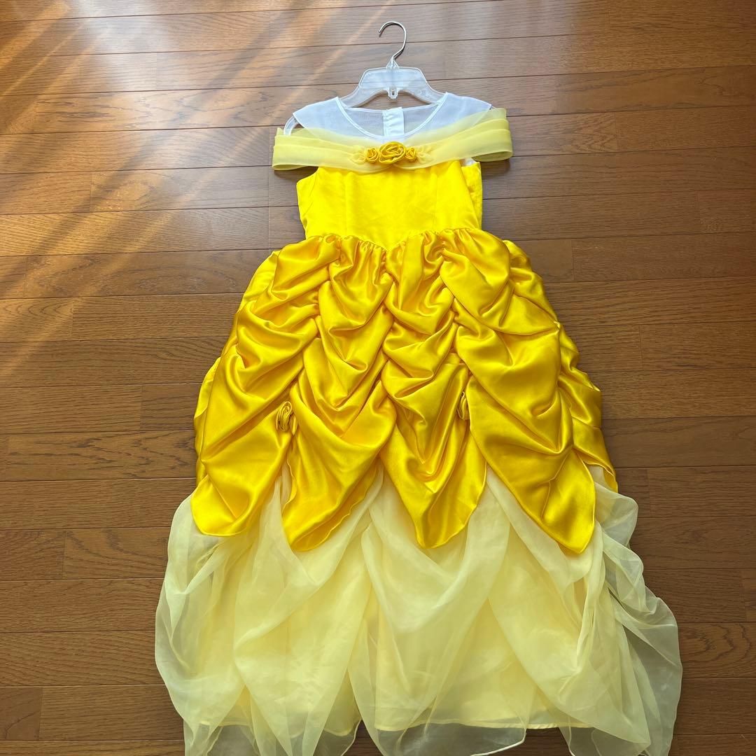TDRビビディ・バビディ・ブティックのベルの黄色ドレス着丈_サイズ130