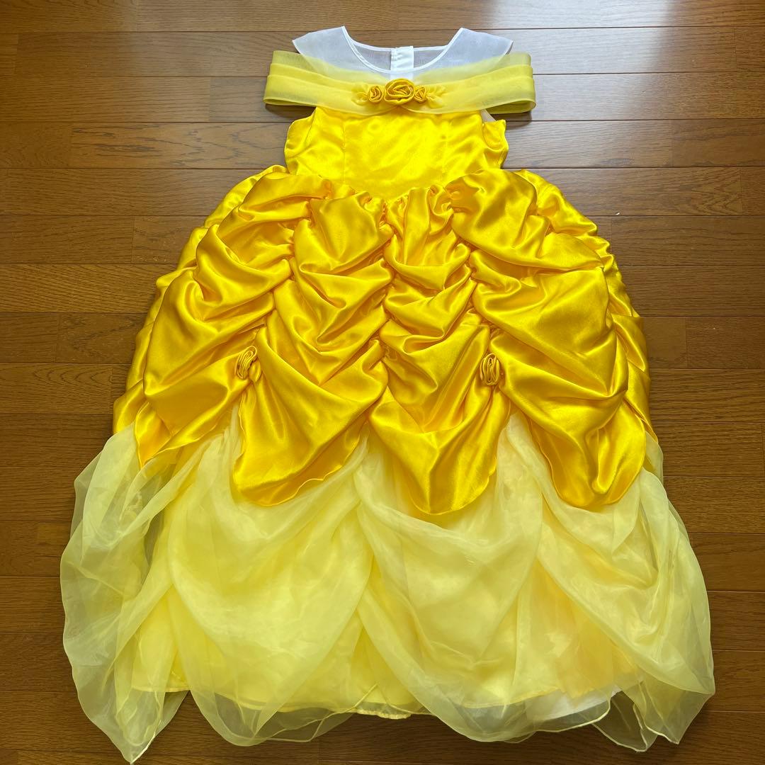 TDRビビディ・バビディ・ブティックのベルの黄色ドレス着丈_サイズ130