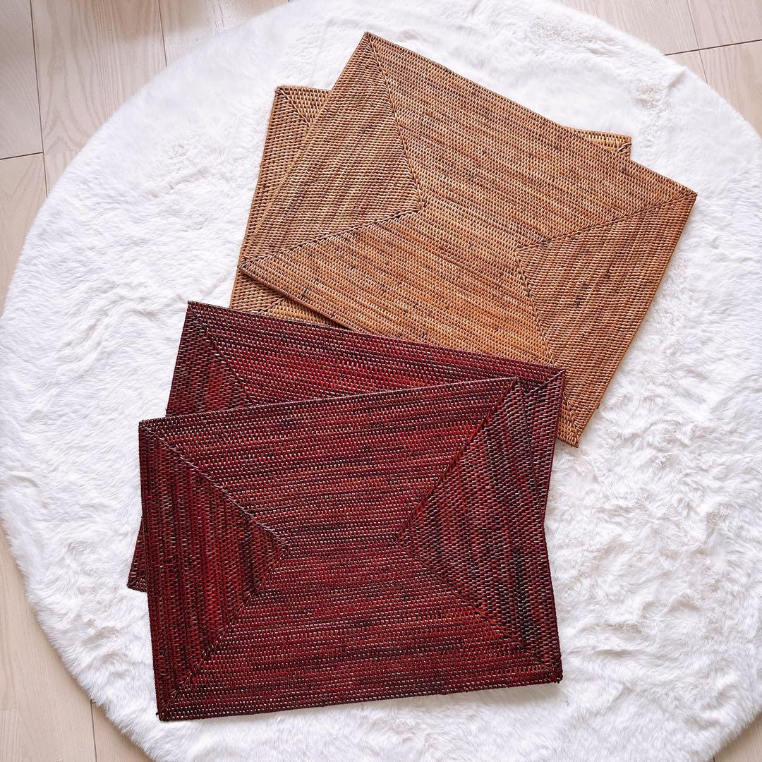 【新品】アタ ランチョンマット 4枚セット バリ島雑貨 アタ マット バリ島