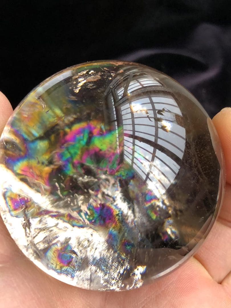 天然石 虹あり　スモーキークォーツのスフィア　丸玉 YH993G.295