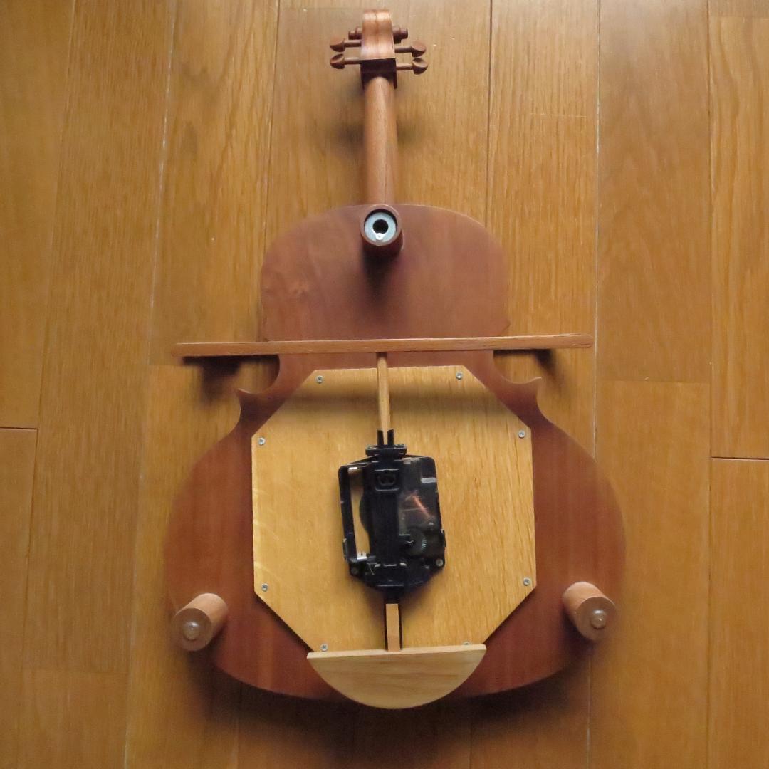 バイオリン型 木製振り子時計 掛け時計