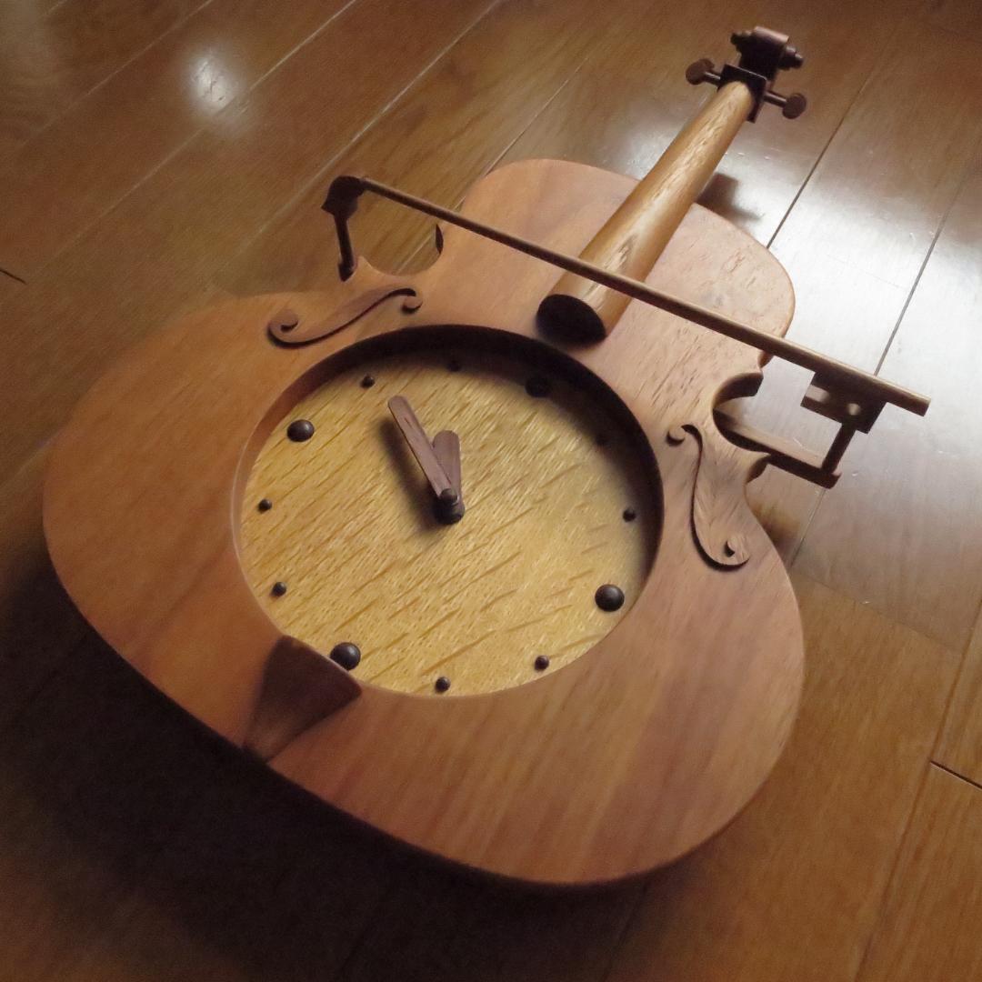 バイオリン型 木製振り子時計 掛け時計