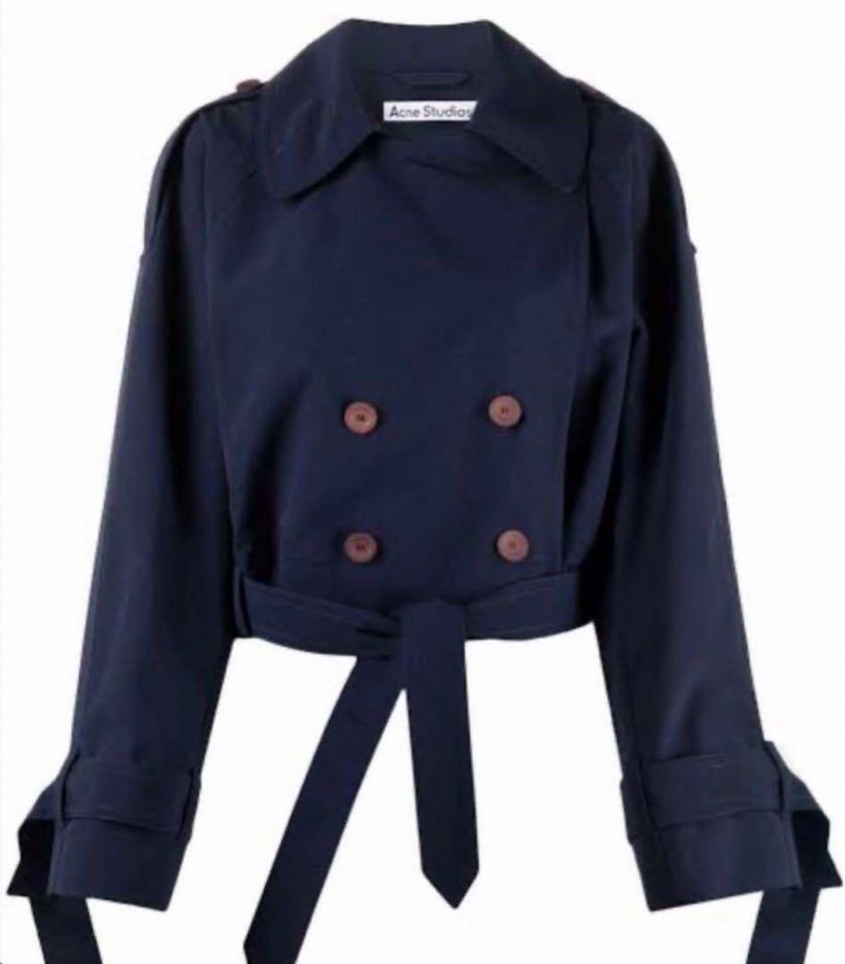 Acne Studios ネイビー クロップドトレンチコート