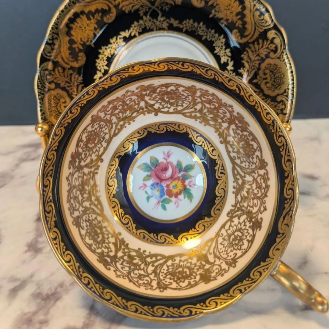 PARAGON ピンクローズ 金彩 ブラック コバルト カップ＆ソーサー セット