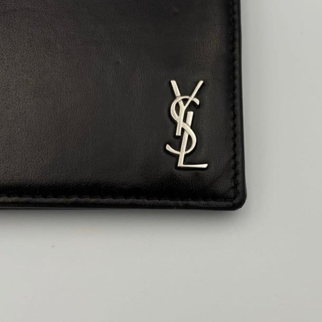 極美品✨サンローラン マネークリップ 二つ折り財布 カサンドラ シルバー レザー