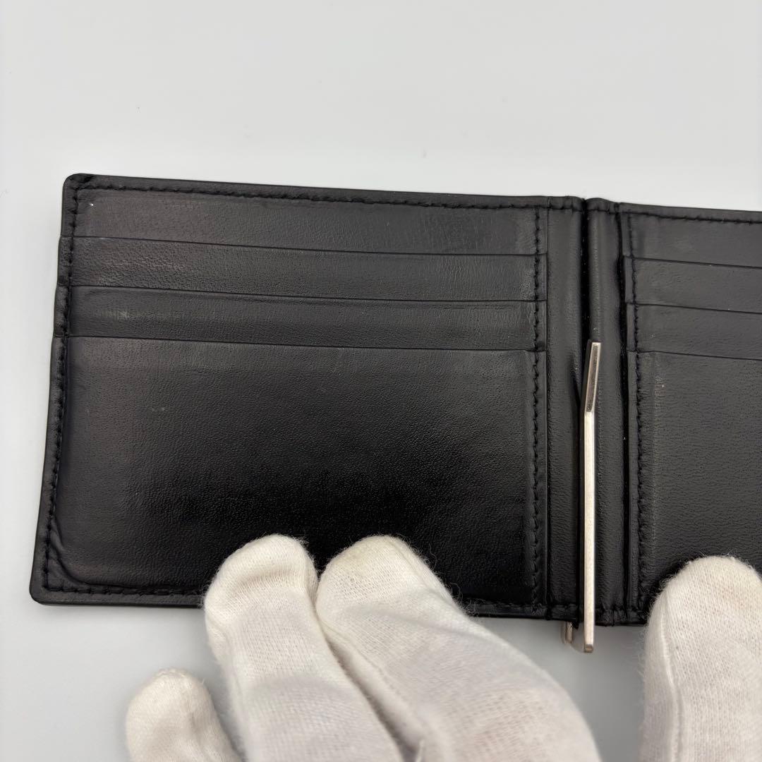 極美品✨サンローラン マネークリップ 二つ折り財布 カサンドラ シルバー レザー