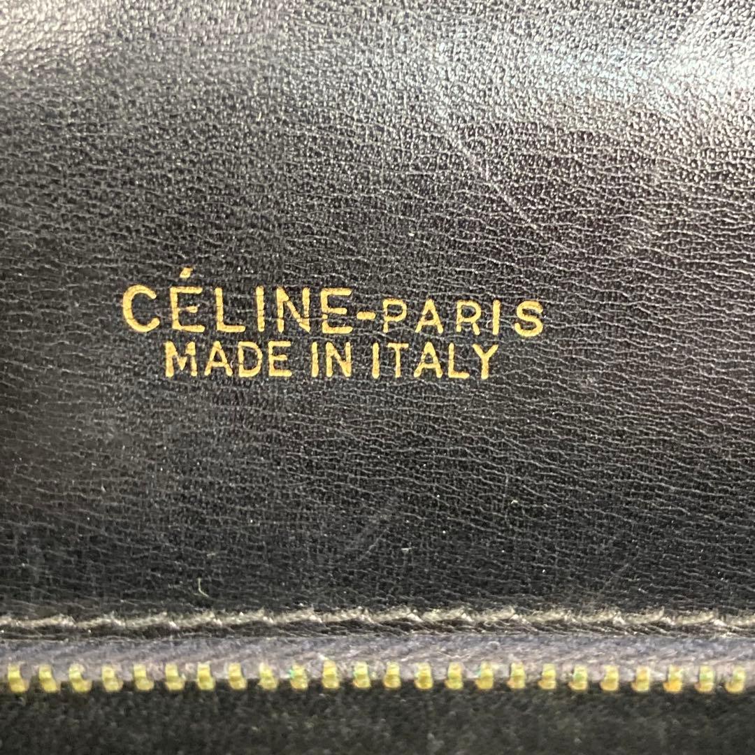 セリーヌ サルキー ショルダーバッグ レザー ロゴ総柄 黒 馬車金具