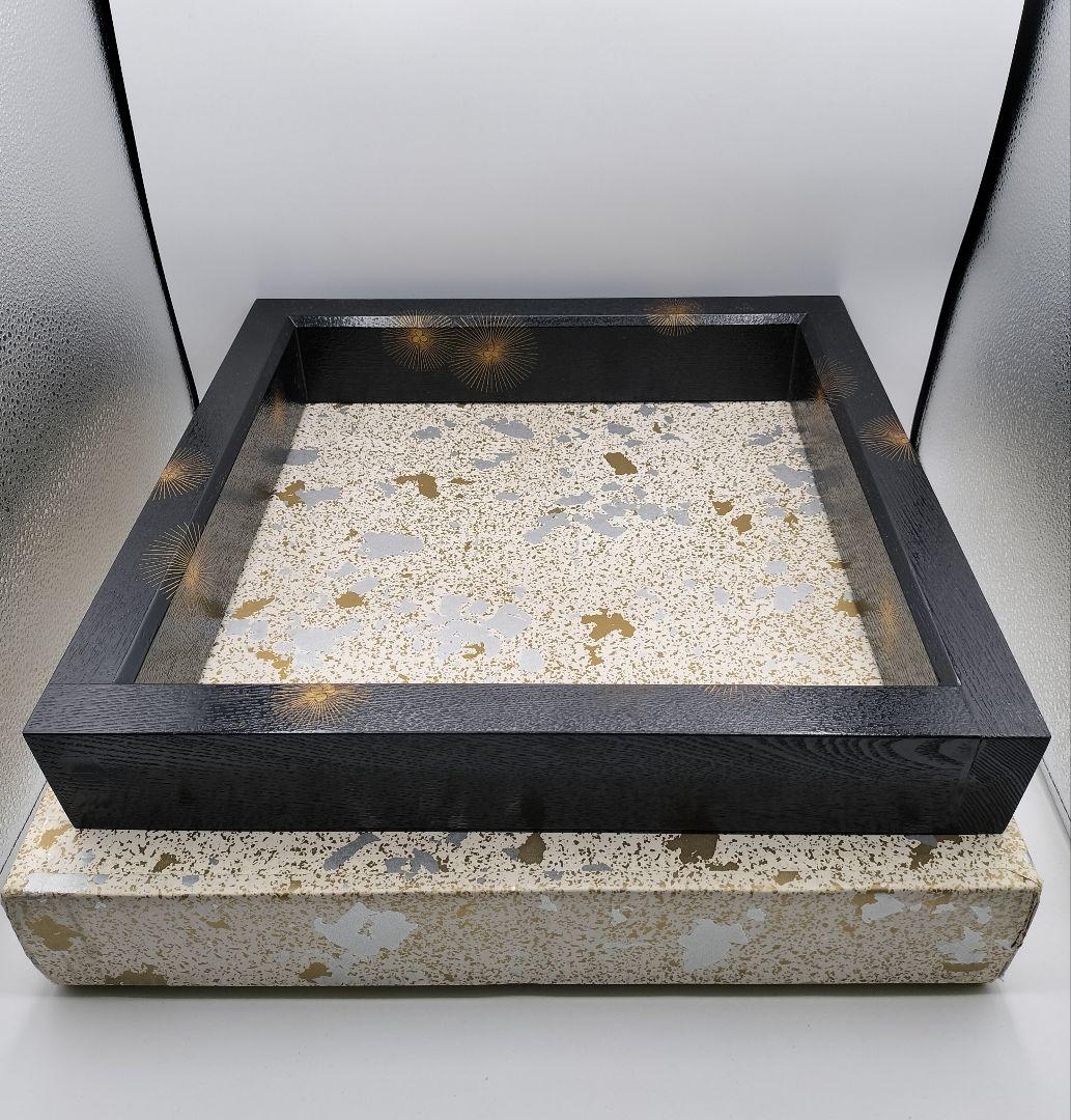 c935 炉縁 柿合 唐松蒔絵 紙箱 茶道具 古物