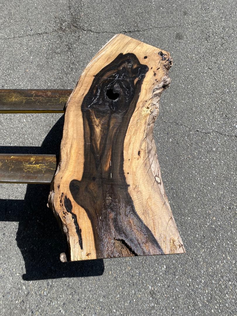 [即購入OK] 黒柿(くろがき)耳付き一枚板　黒縞　杢　DIY 素材　完全乾燥材