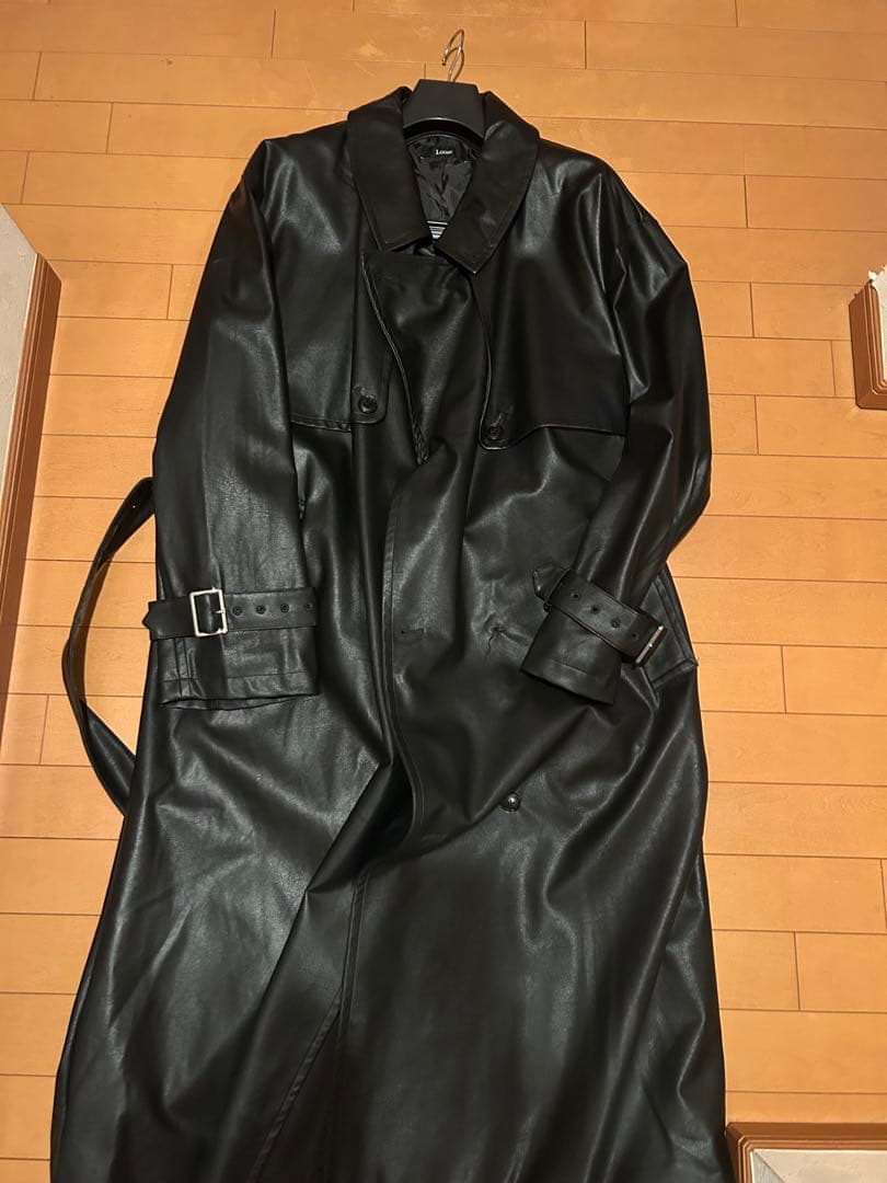 Looseトレンチコート レザーコート ブラック ハイネック 値下げ可能