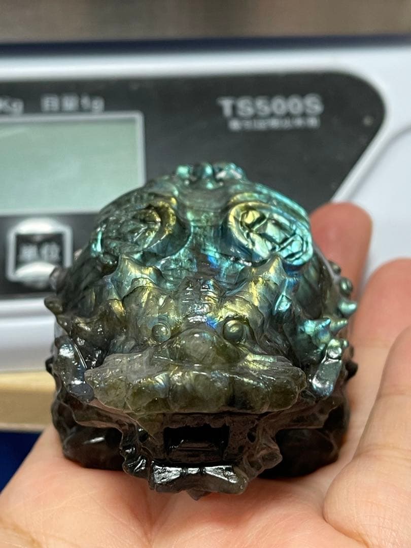 綺麗　天然石 フローライト ライオン 龍亀