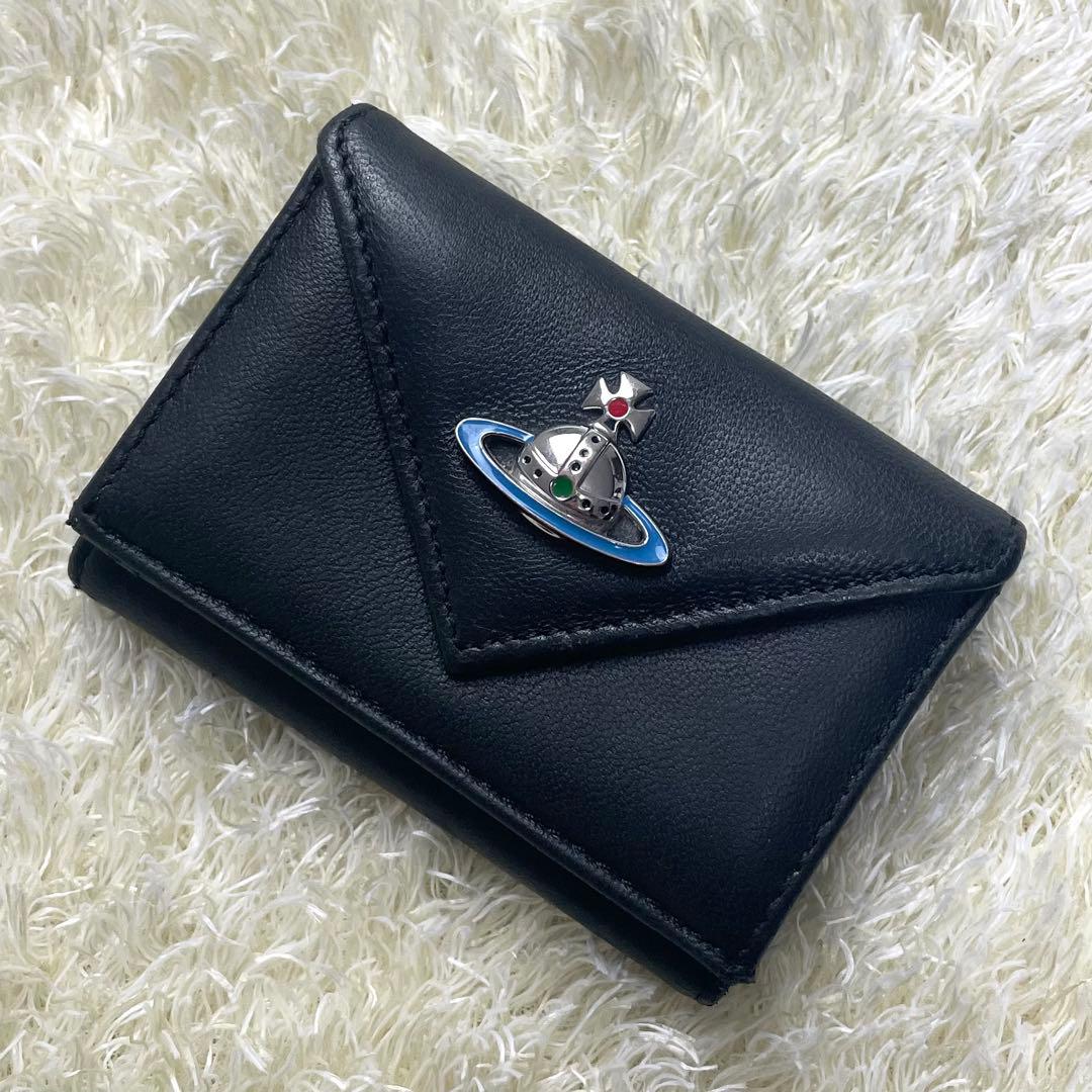 美品 ヴィヴィアンウエストウッド 折財布 ブラック 三つ折り財布 レター型
