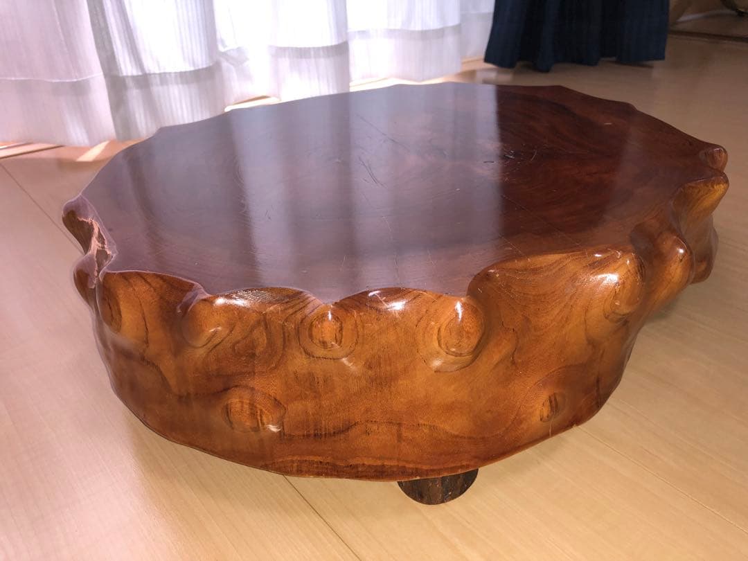 HTHTDCND 一枚板　テーブル　玉杢　切り株　花台