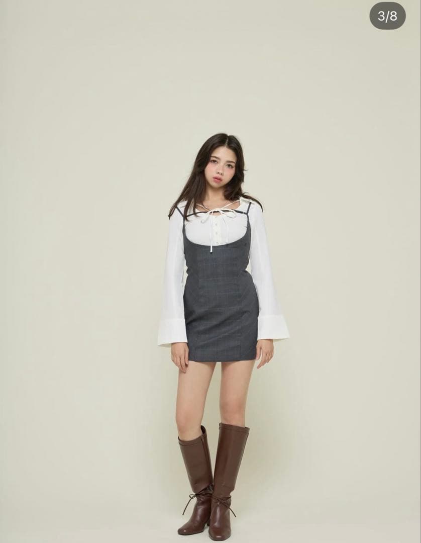ワンピース ANDMARY Betty layered check dress