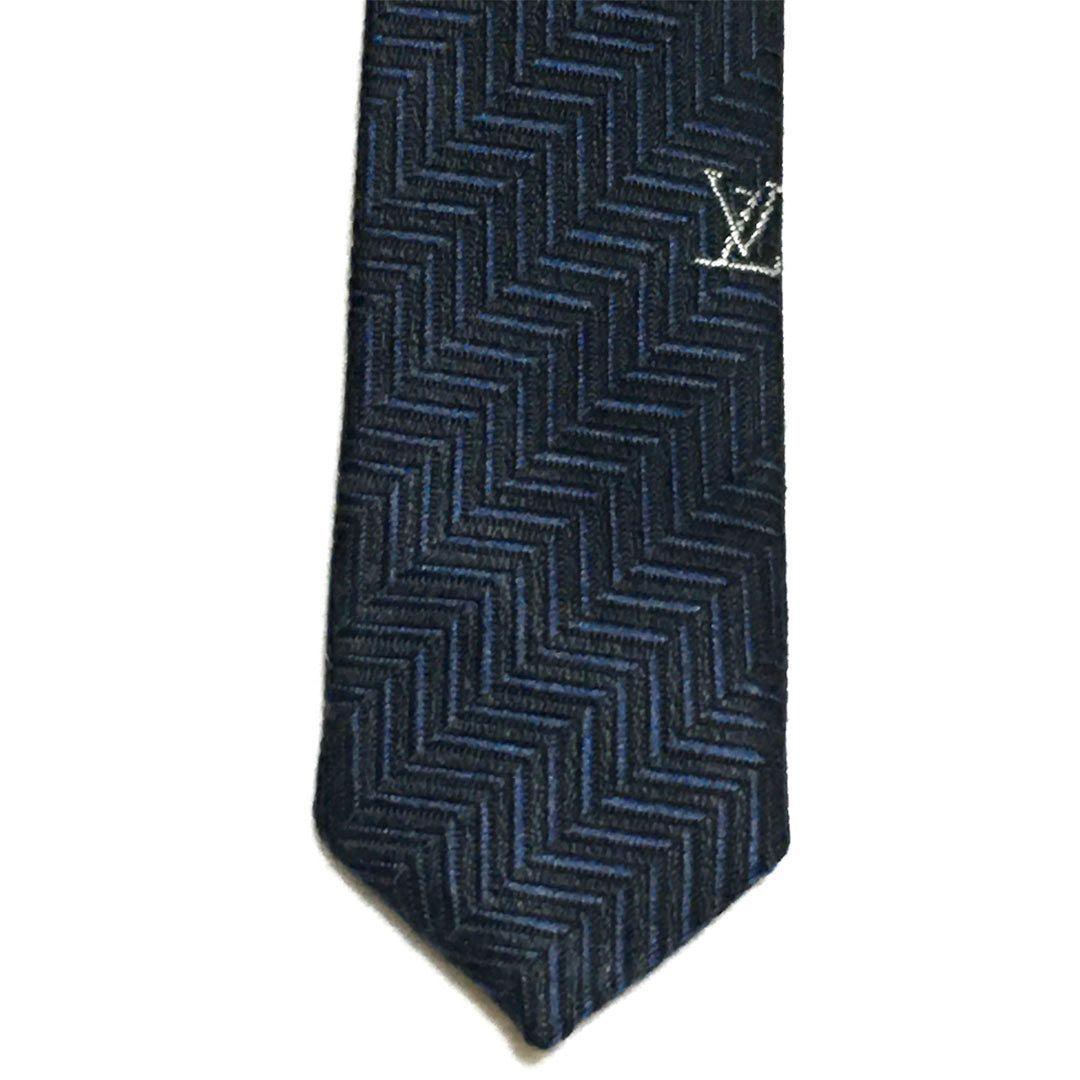 未使用級 ルイヴィトン Louis Vuitton ネクタイ ネイビー V字柄