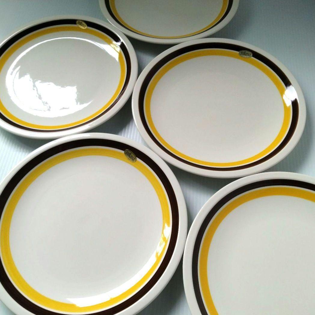 昭和レトロ MIKASA オールド ミカサ 大皿 プレート皿 イエロー 24cm