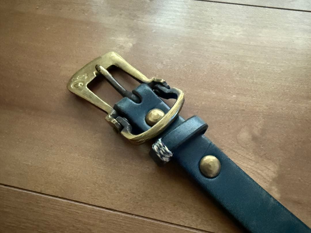 ポータークラシック レザーベルト ナロー ブルー